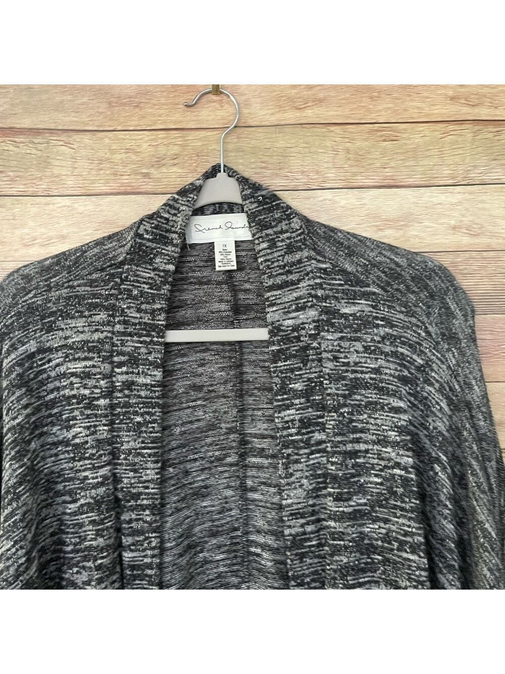 French Laundry Women’s Black And Gray Fringe Cardigan Sweater Plus Size: 1X - Picture 3 of 10